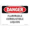 Signmission OSHA Danger Sign, 7" Height, 10" Width, Rigid Plastic, Flammable Combustible Liquids, Landscape OS-DS-P-710-L-2354 - alternate 1